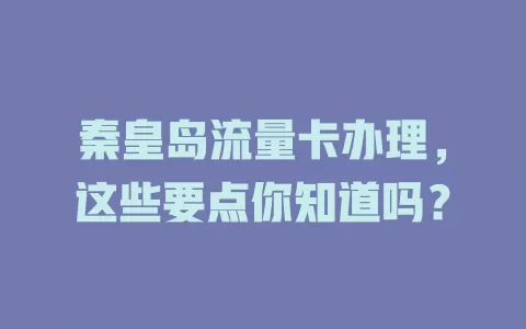 秦皇岛流量卡办理，这些要点你知道吗？