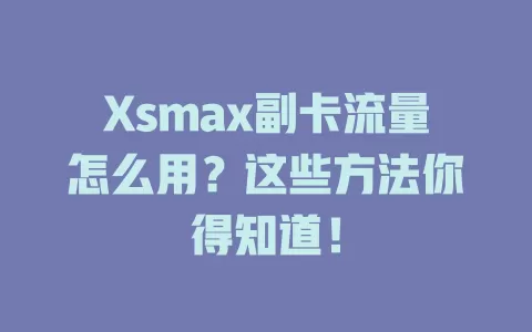 Xsmax副卡流量怎么用？这些方法你得知道！