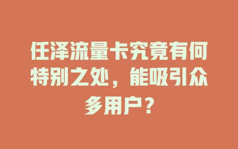 任泽流量卡究竟有何特别之处，能吸引众多用户？