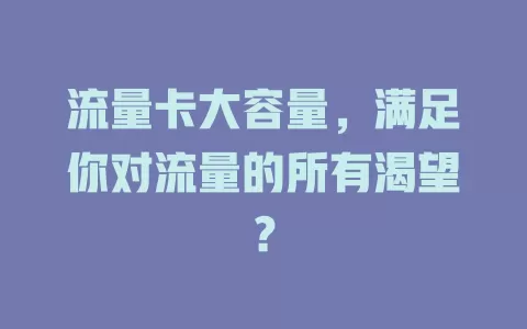 流量卡大容量，满足你对流量的所有渴望？
