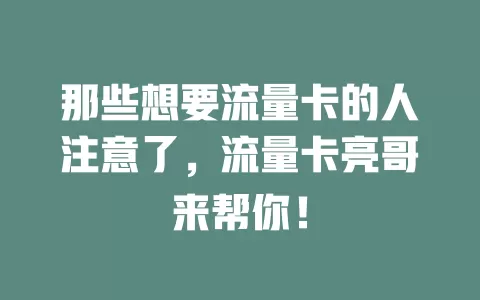 那些想要流量卡的人注意了，流量卡亮哥来帮你！