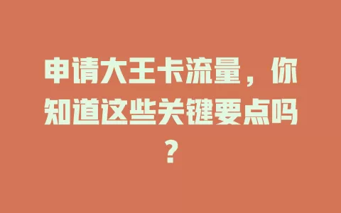 申请大王卡流量，你知道这些关键要点吗？