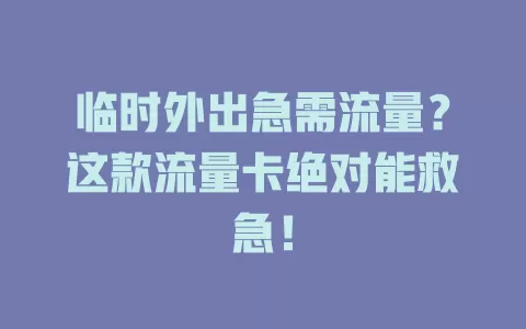 临时外出急需流量？这款流量卡绝对能救急！