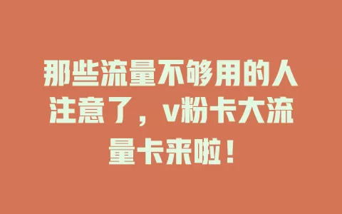 那些流量不够用的人注意了，v粉卡大流量卡来啦！