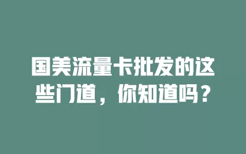 国美流量卡批发的这些门道，你知道吗？