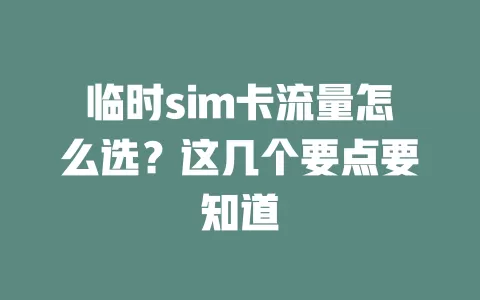 临时sim卡流量怎么选？这几个要点要知道