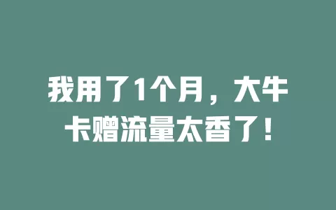 我用了1个月，大牛卡赠流量太香了！