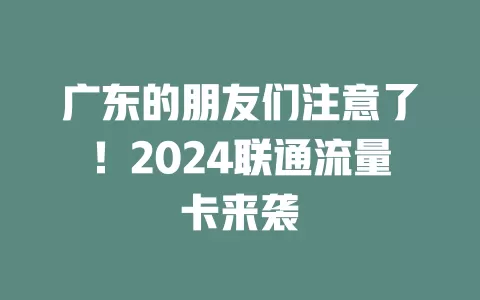广东的朋友们注意了！2024联通流量卡来袭
