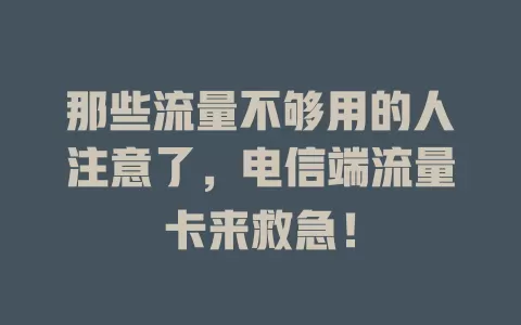 那些流量不够用的人注意了，电信端流量卡来救急！