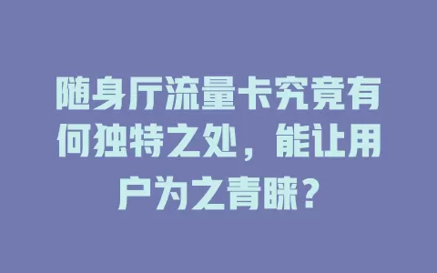 随身厅流量卡究竟有何独特之处，能让用户为之青睐？