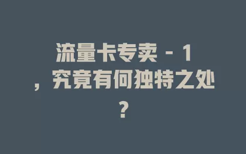 流量卡专卖 - 1，究竟有何独特之处？