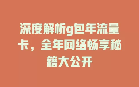 深度解析g包年流量卡，全年网络畅享秘籍大公开