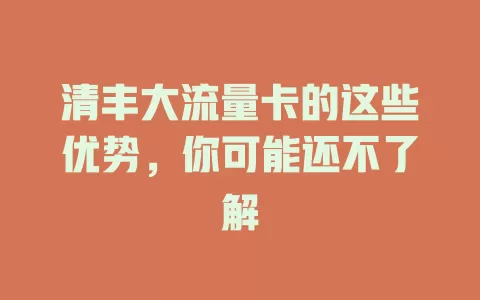 清丰大流量卡的这些优势，你可能还不了解