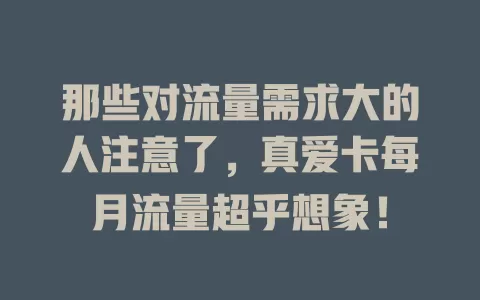 那些对流量需求大的人注意了，真爱卡每月流量超乎想象！