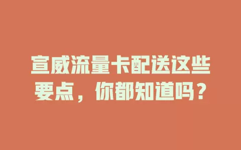 宣威流量卡配送这些要点，你都知道吗？