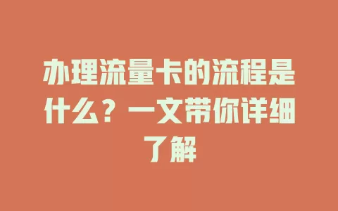办理流量卡的流程是什么？一文带你详细了解
