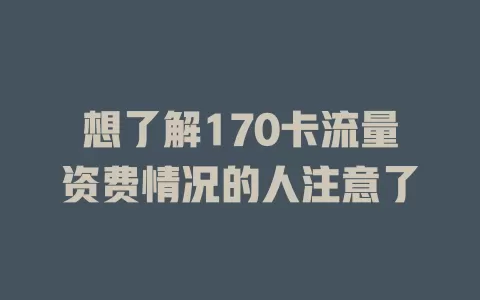 想了解170卡流量资费情况的人注意了