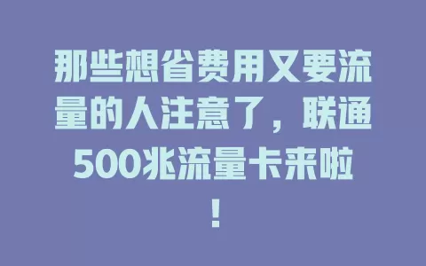 那些想省费用又要流量的人注意了，联通500兆流量卡来啦！