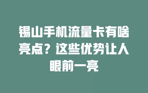 锡山手机流量卡有啥亮点？这些优势让人眼前一亮