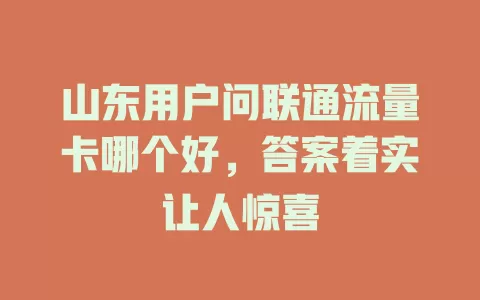 山东用户问联通流量卡哪个好，答案着实让人惊喜