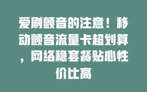 爱刷颤音的注意！移动颤音流量卡超划算，网络稳套餐贴心性价比高