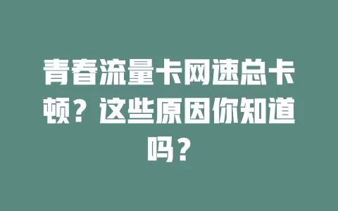 青春流量卡网速总卡顿？这些原因你知道吗？