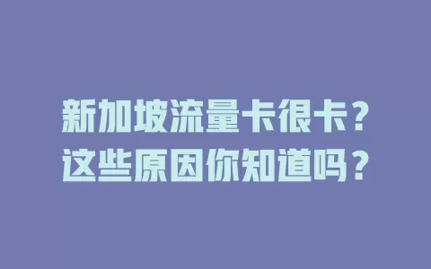 新加坡流量卡很卡？这些原因你知道吗？