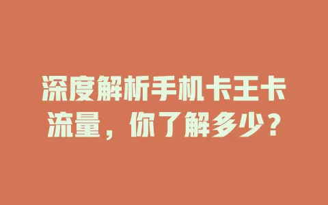 深度解析手机卡王卡流量，你了解多少？