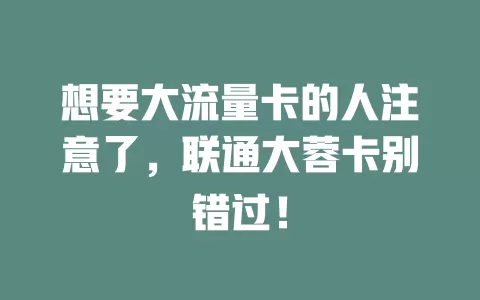 想要大流量卡的人注意了，联通大蓉卡别错过！