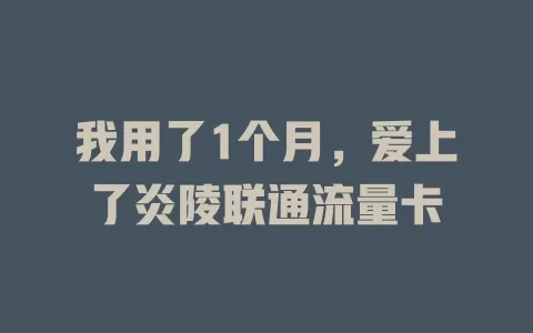 我用了1个月，爱上了炎陵联通流量卡