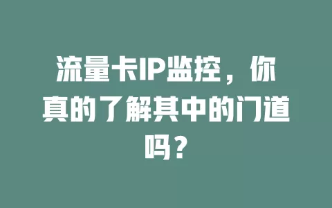流量卡IP监控，你真的了解其中的门道吗？