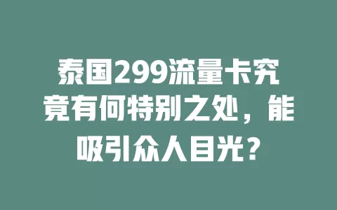 泰国299流量卡究竟有何特别之处，能吸引众人目光？