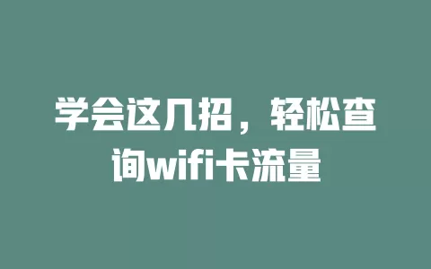 学会这几招，轻松查询wifi卡流量