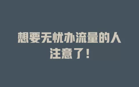想要无忧办流量的人注意了！