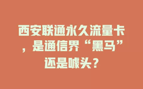 西安联通永久流量卡，是通信界“黑马”还是噱头？