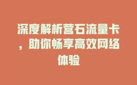 深度解析营石流量卡，助你畅享高效网络体验