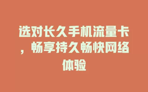 选对长久手机流量卡，畅享持久畅快网络体验