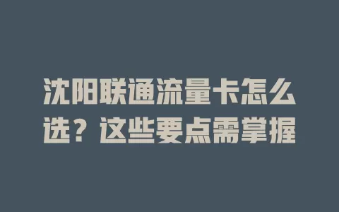 沈阳联通流量卡怎么选？这些要点需掌握