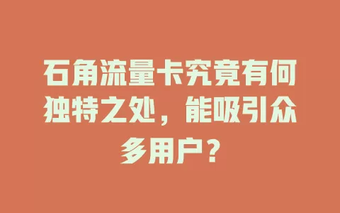 石角流量卡究竟有何独特之处，能吸引众多用户？