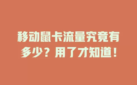 移动鼠卡流量究竟有多少？用了才知道！