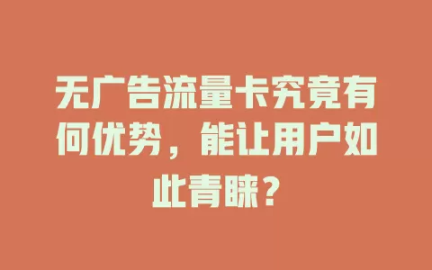 无广告流量卡究竟有何优势，能让用户如此青睐？