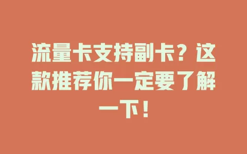 流量卡支持副卡？这款推荐你一定要了解一下！