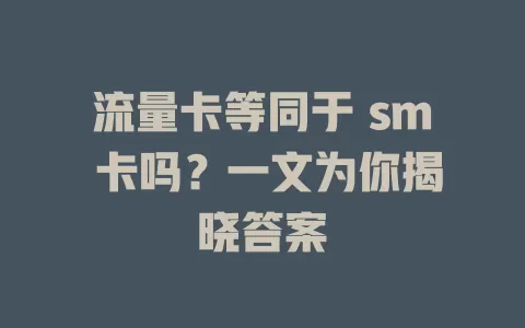 流量卡等同于 sm 卡吗？一文为你揭晓答案