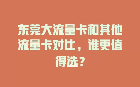 东莞大流量卡和其他流量卡对比，谁更值得选？