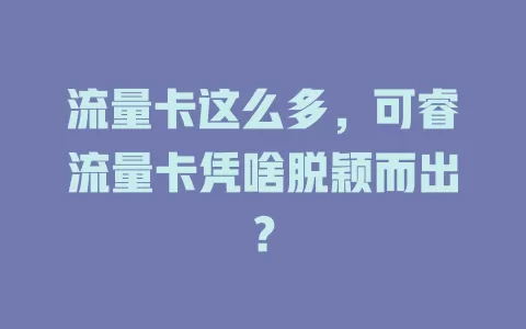 流量卡这么多，可睿流量卡凭啥脱颖而出？