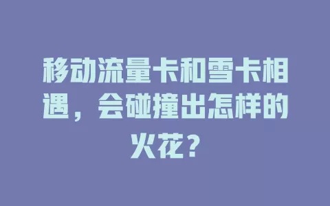 移动流量卡和雪卡相遇，会碰撞出怎样的火花？