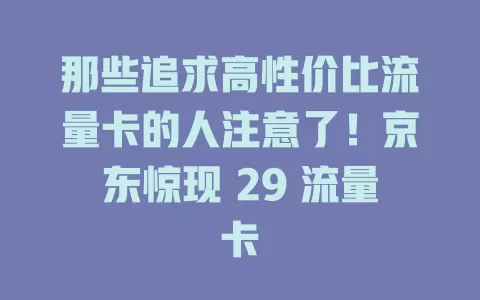 那些追求高性价比流量卡的人注意了！京东惊现 29 流量卡