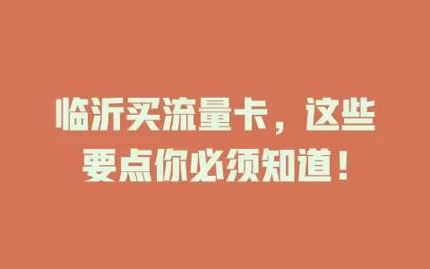 临沂买流量卡，这些要点你必须知道！