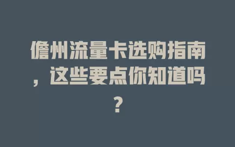儋州流量卡选购指南，这些要点你知道吗？