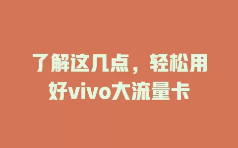 了解这几点，轻松用好vivo大流量卡